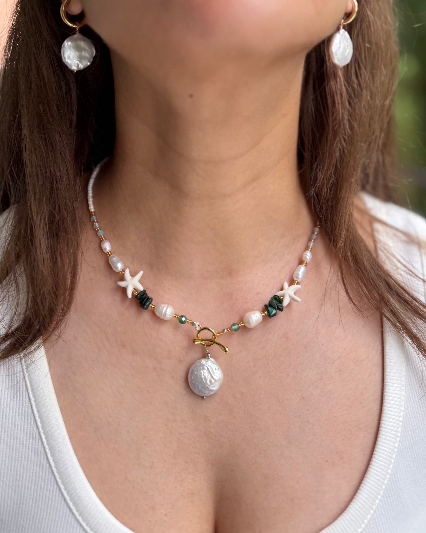 OCEAN PEARL CHARM NECKLACE