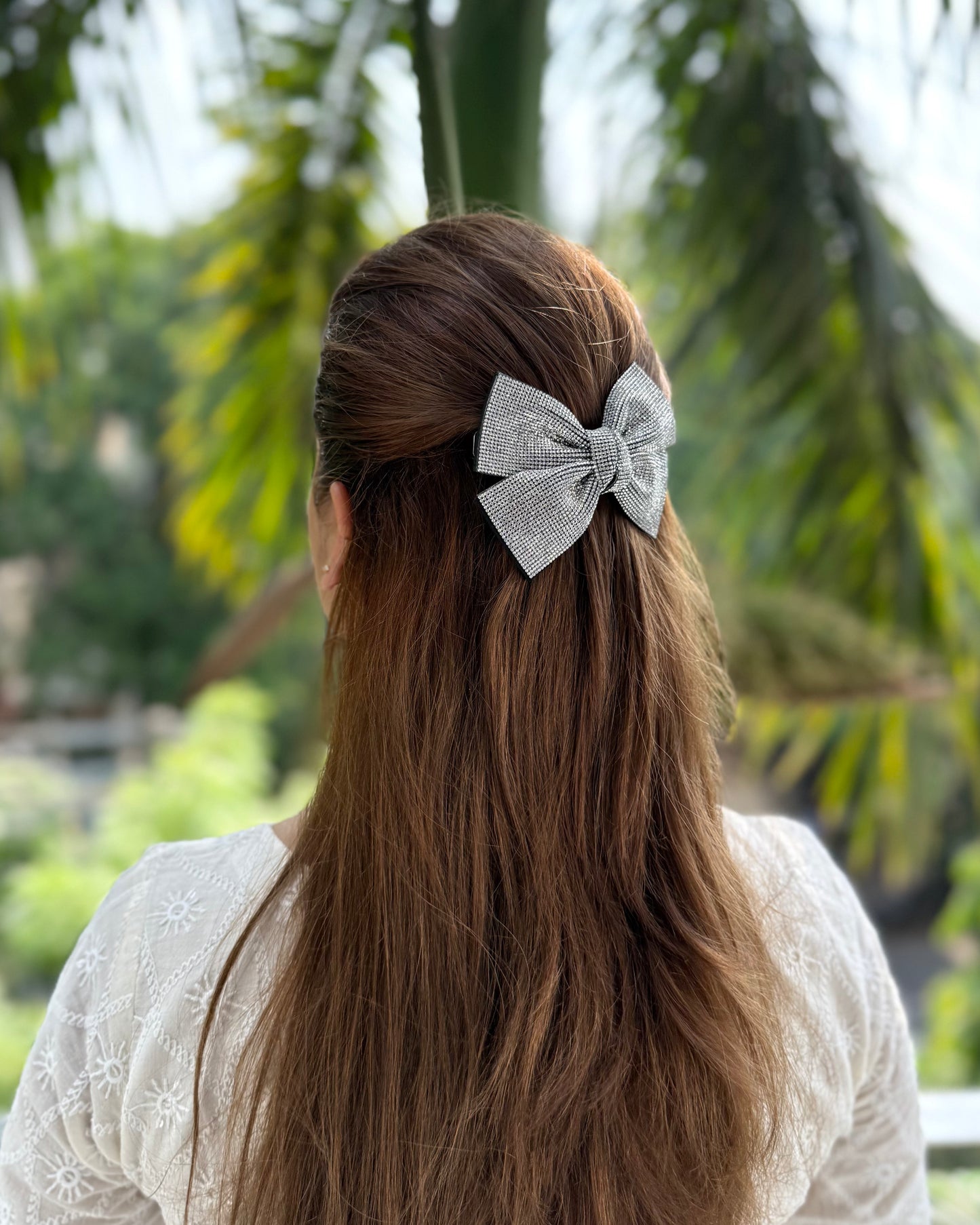 SILVER ARROW BEJEWELLED BOW