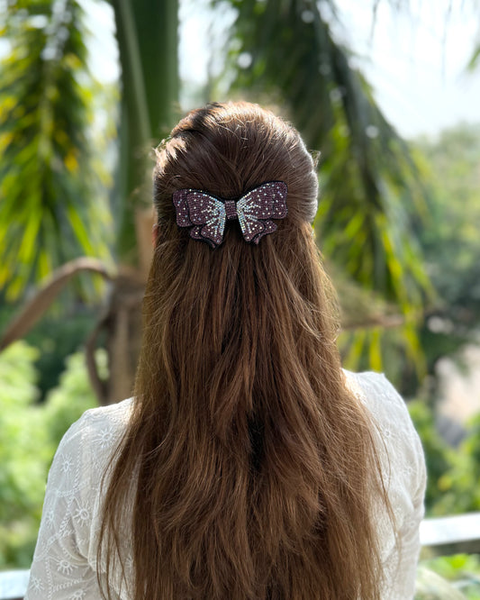 BURGANDY BEJEWELLED BOW