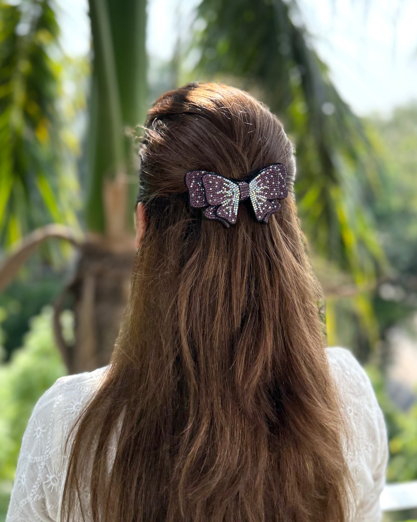 BURGANDY BEJEWELLED BOW