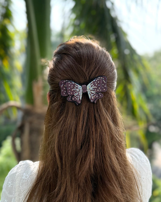 BURGANDY BEJEWELLED BOW
