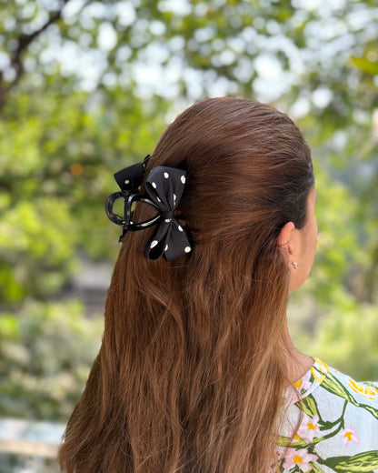 BLACK DOTTED HAIR CLAW