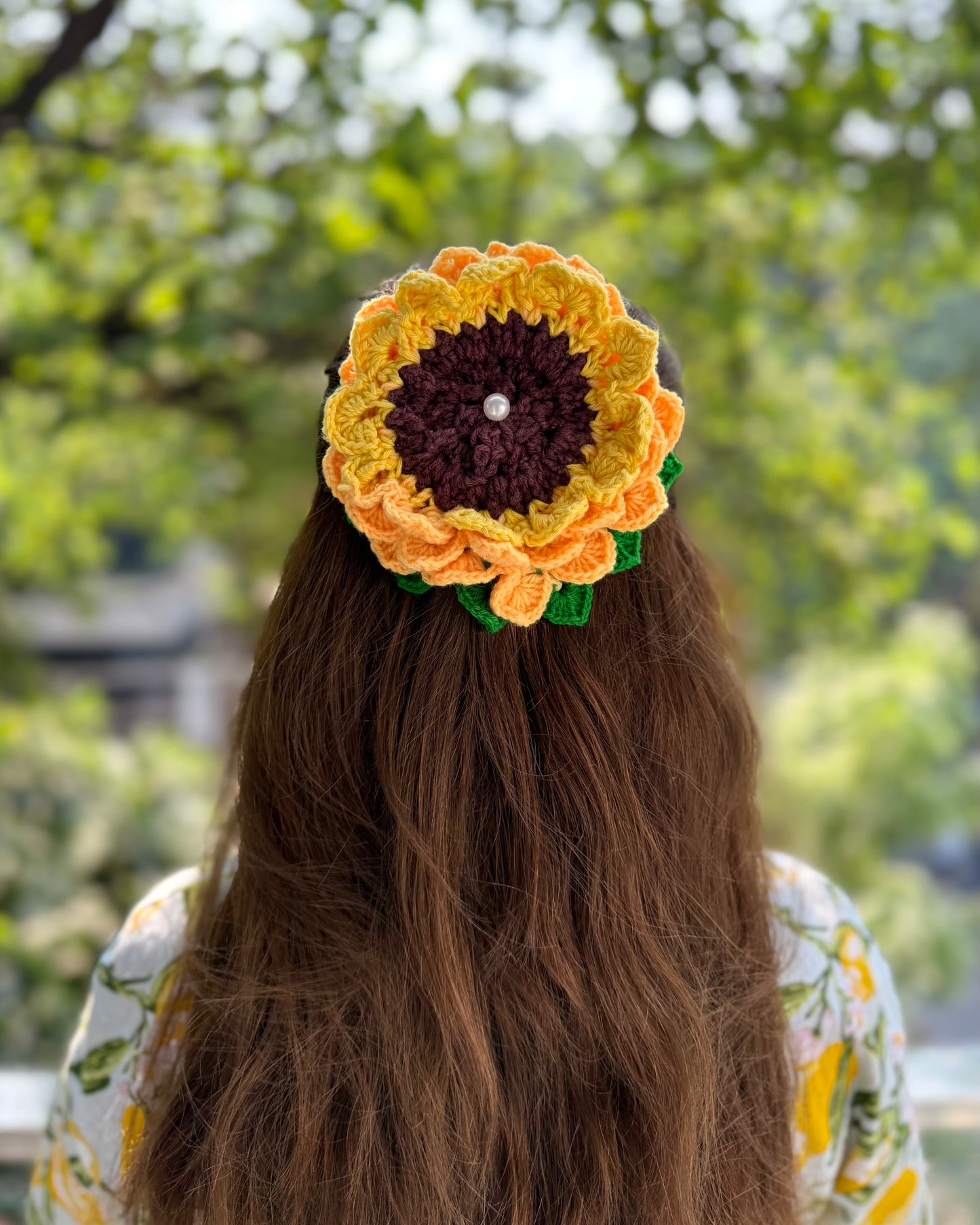 SUNFLOWER CROCHET BOW