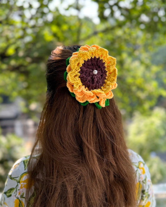 SUNFLOWER CROCHET BOW