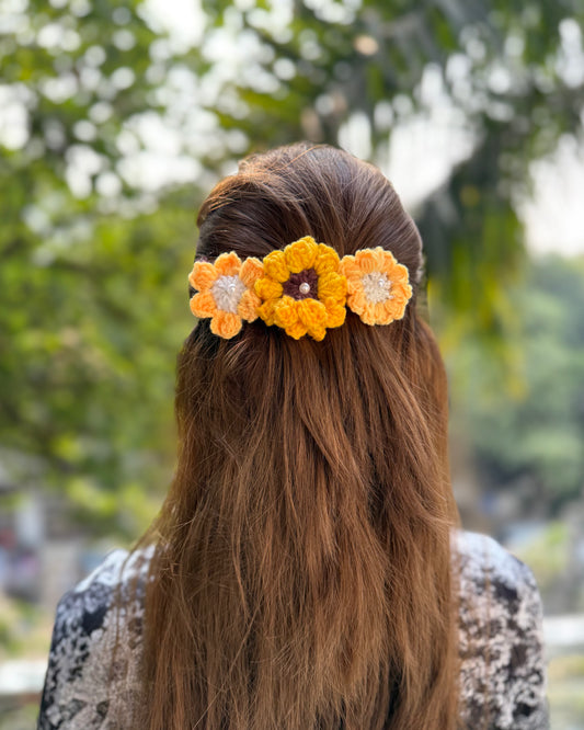 SUNFLOWER CROCHET BOW