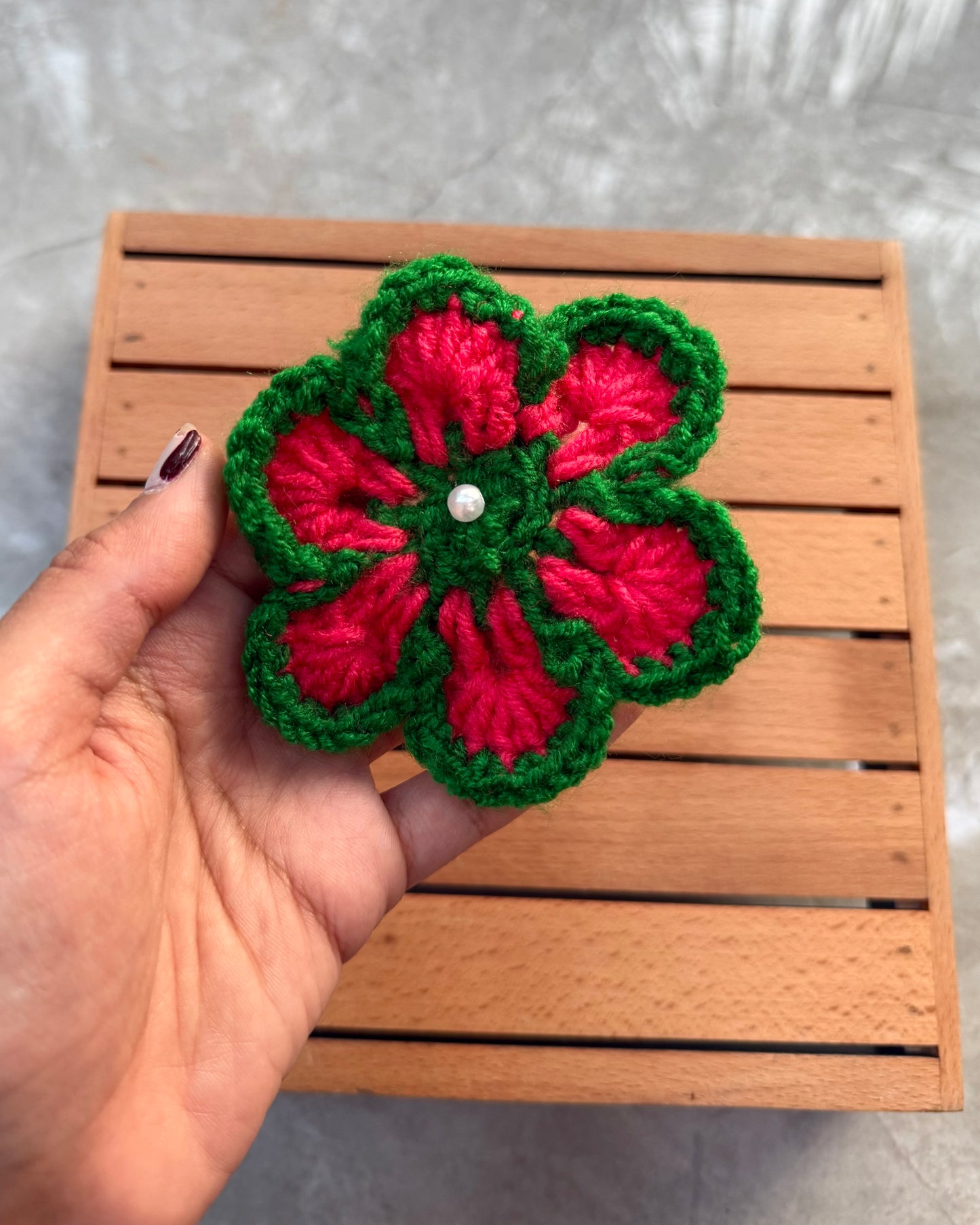 RED APPLE CROCHET SCRUNCHIE