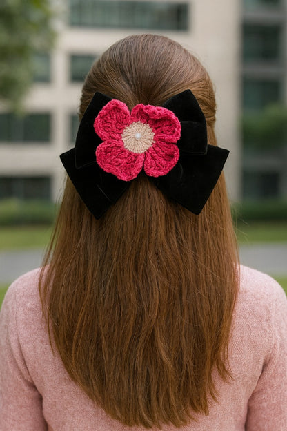 PLUMERIA CROCHET BOW