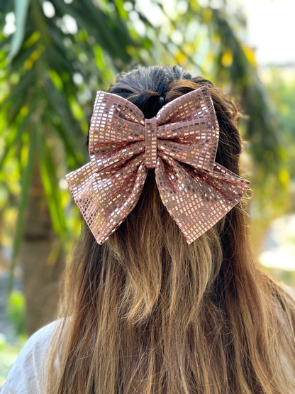 ROSE GOLD PIGTAIL BOW