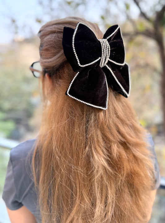 CHARCOAL PIGTAIL BOW