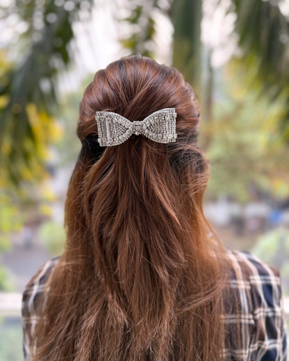 SILVER STAR BEJEWELLED BOW