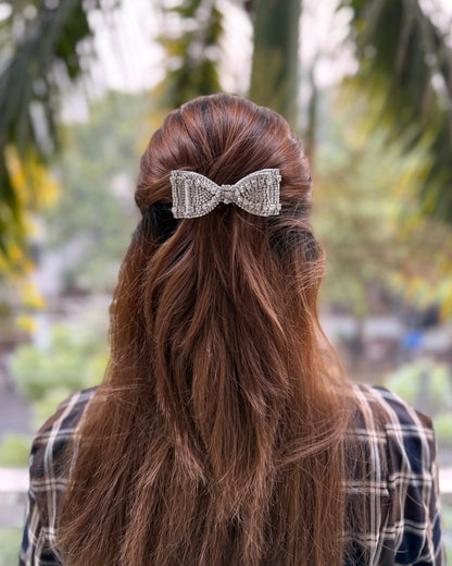 SILVER STAR BEJEWELLED BOW
