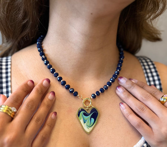 BOLD SEA HEART CHARM NECKLACE