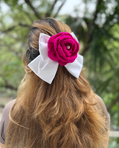 ROSE PIGTAIL BOW