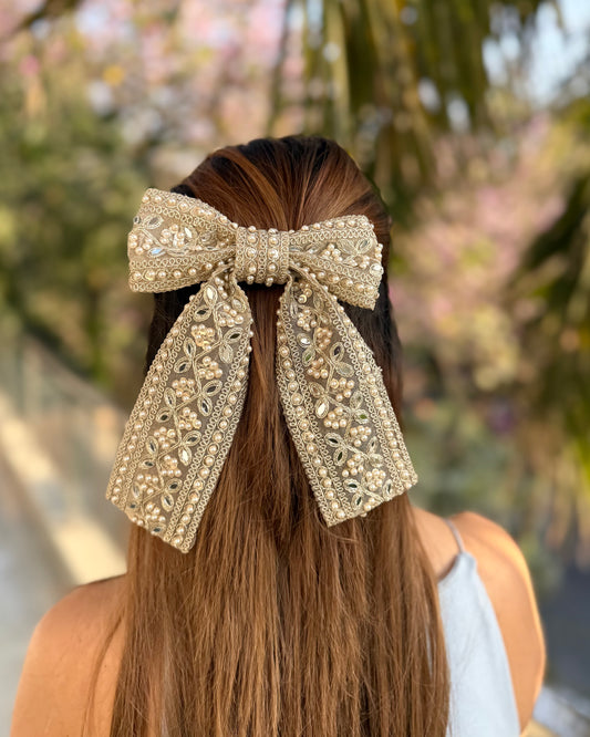 GOLDEN CRYSTAL BEJEWELLED BOW