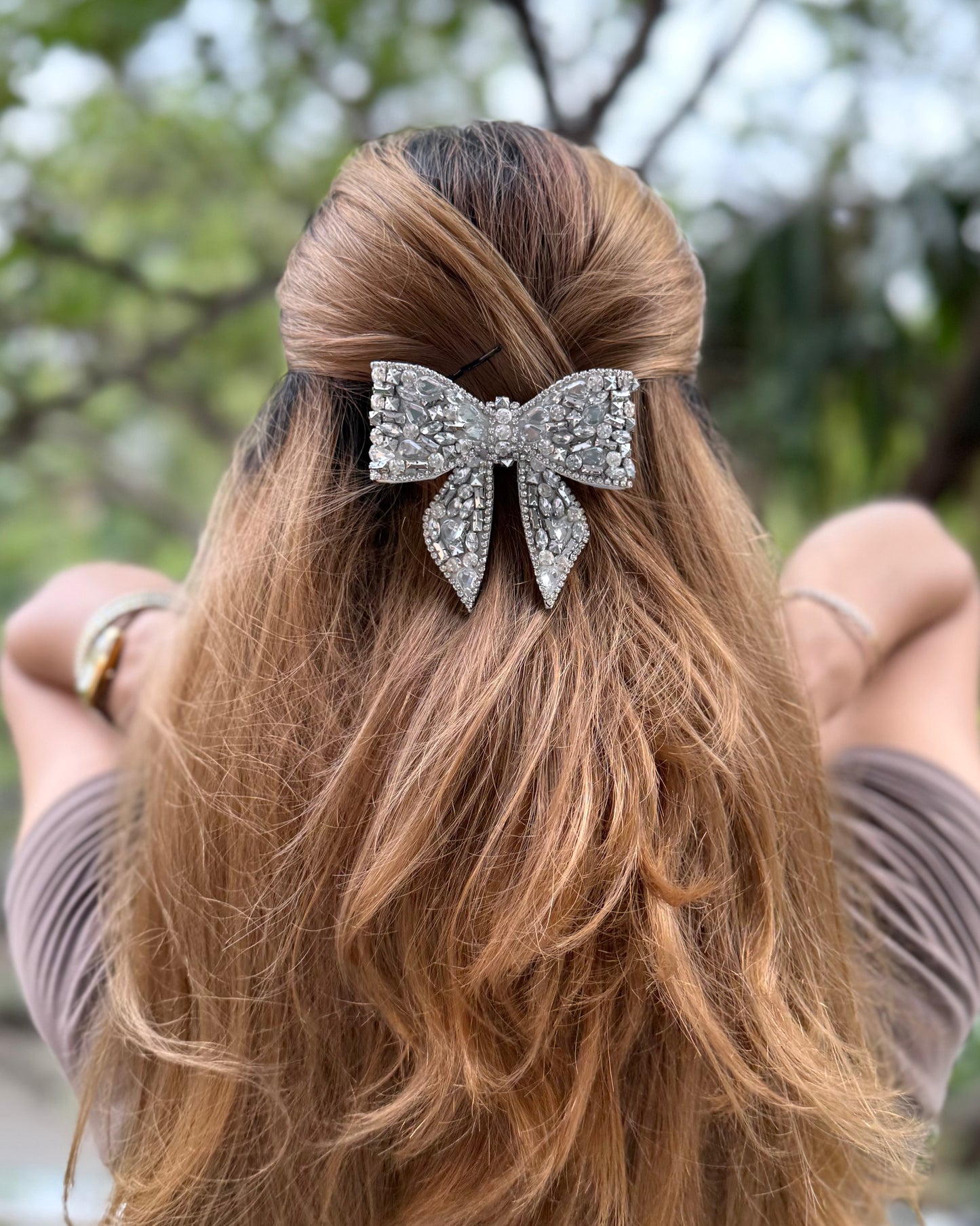 SILVER ARROW BEJEWELLED BOW