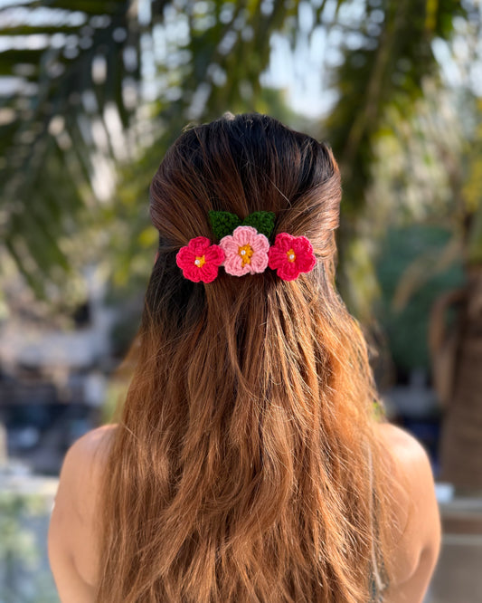BLUSH BLOOM CROCHET BOW