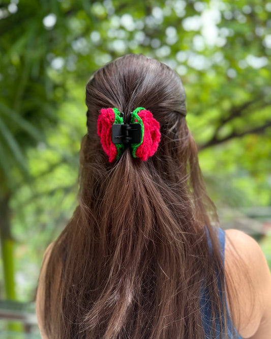 RED ROSE HAIR CLAW