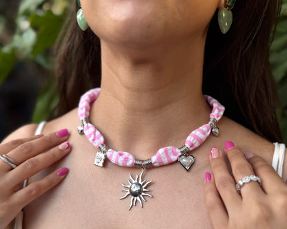 SILVER SUN CHARM NECKLACE