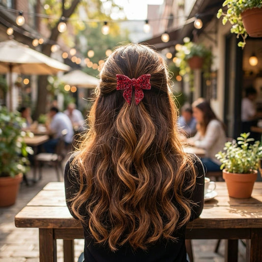 RED STAR BEJEWELLED BOW