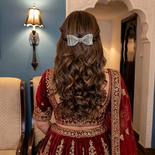 SILVER STAR BEJEWELLED BOW