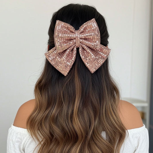 ROSE GOLD PIGTAIL BOW